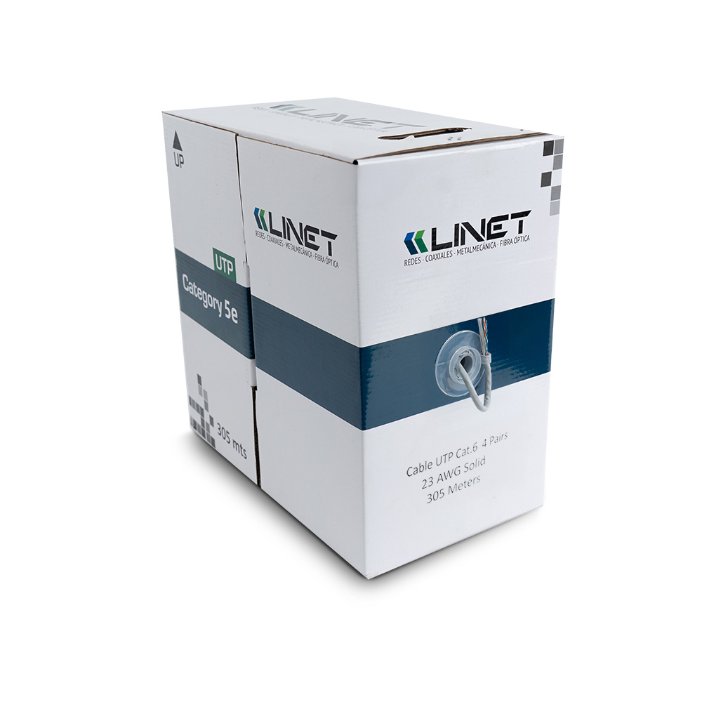 LINET BOBINA 305 METROS CABLE UTP CAT 6 INTERIOR GRIS