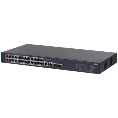 DAHUA DH-CS4228-24GT-240 SWITCH DE 24 PUERTOS ADMIN POE HASTA 250 MTS 10/100/1000 Y 2 PTS SFP